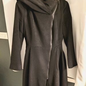 Hooded knee length coat